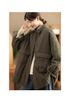 Women's Sand-Washed Linen Quilted Cotton Jacket with Large Pockets - Winter Mid-Length Style, Thickened and Warm.