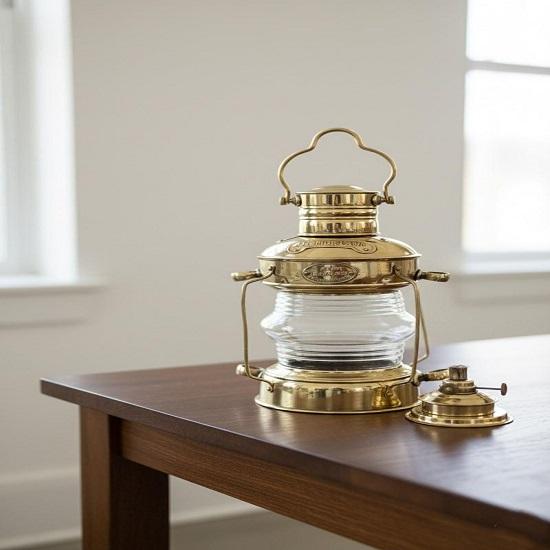 Hanging Ship Oil Lantern Anchor 35.56 Cm Brass Nautical Maritime Light Oil Lamp