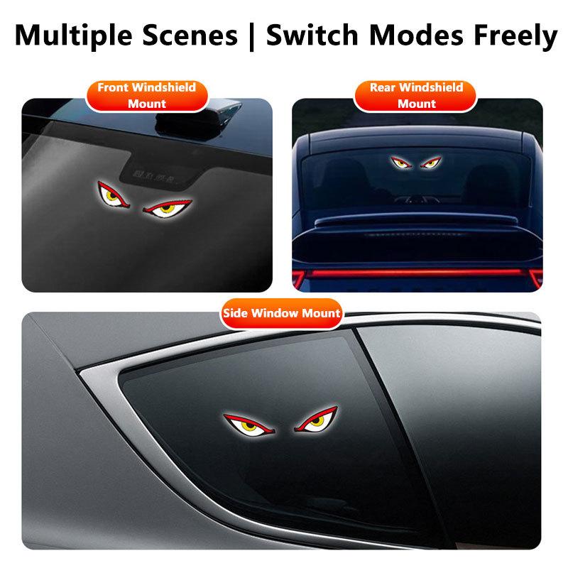 Car Devil Eye Solar Wireless Decorative Light LED Warning Light Triangle Window Rear Window Car Fun Atmosphere Light