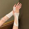 1pair Adjustable Long Arm Sleeves Women Hiphop Handsome Lace Wrist Covers for Cycling Running Hiking