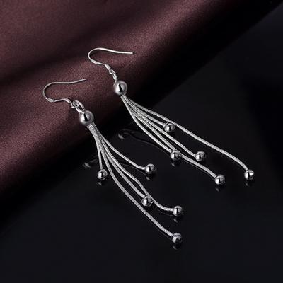 Pure Round Bead Earrings, Fashionable Long Tassel Earrings, Women's Ears