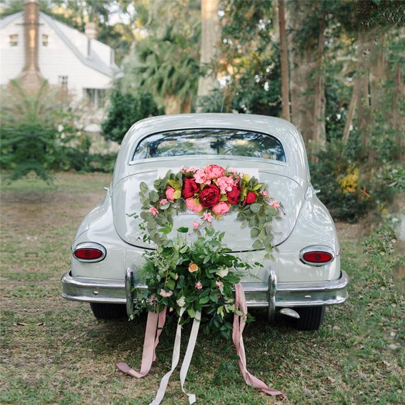 Sztuczne kwiaty wieniec piwonii ręcznie robiona girlanda do lustra domu wesele drzwi nadproża dekoracji