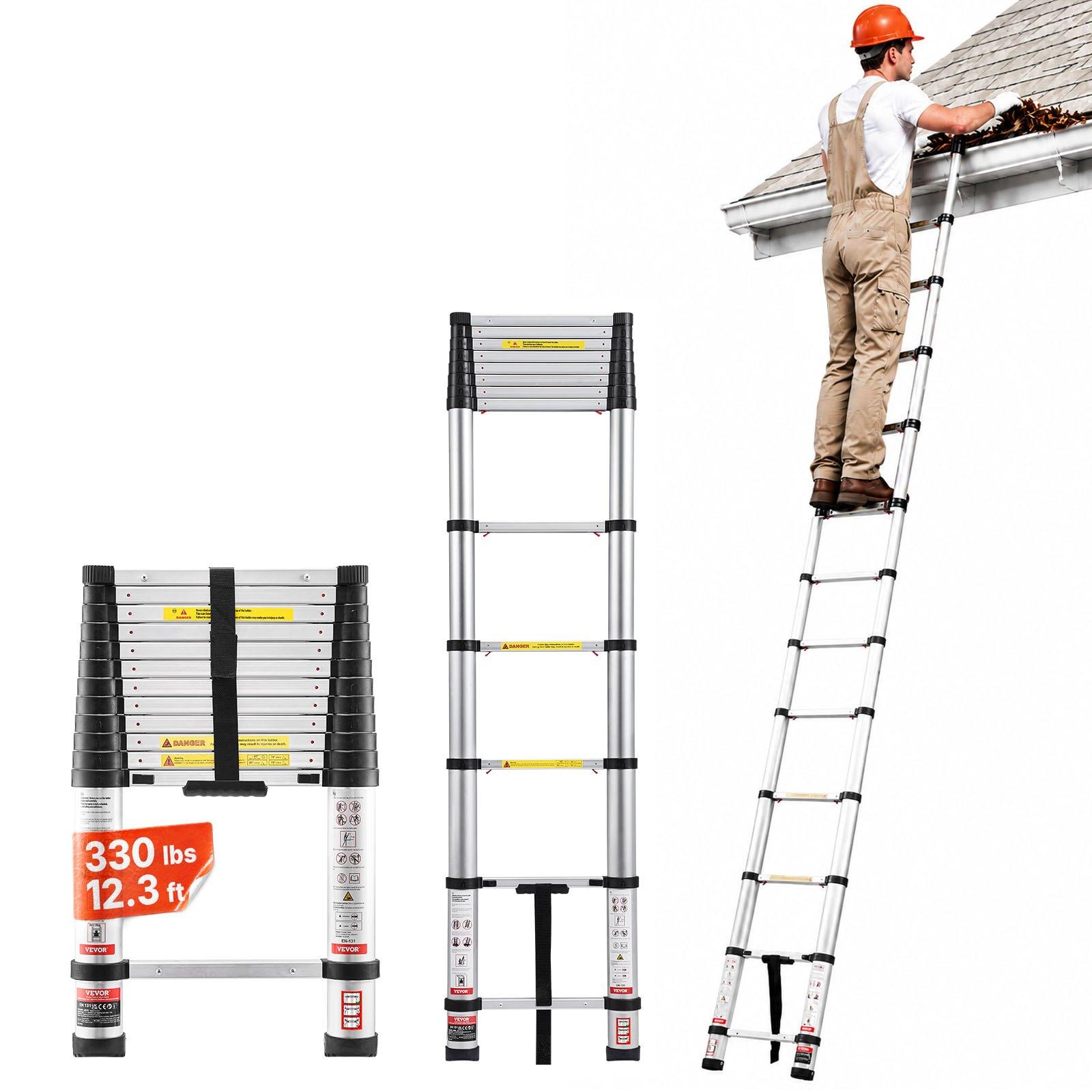 VEVOR 3.8m Telescoping Ladder, Aluminum