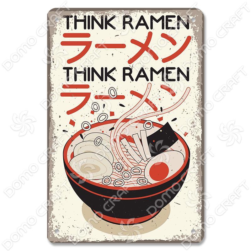 Japon yemekleri posteri Metal plak teneke işareti Vintage Ramen bira Metal plakalar duvar dekoru Bar Pub mutfak ev