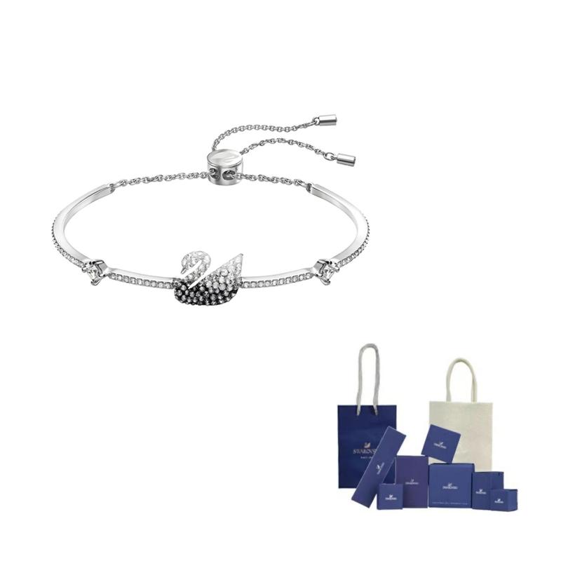 Swarovski Swan Faux Crystal Stone Bangles Womens F-Original Brand Box And Bag белый