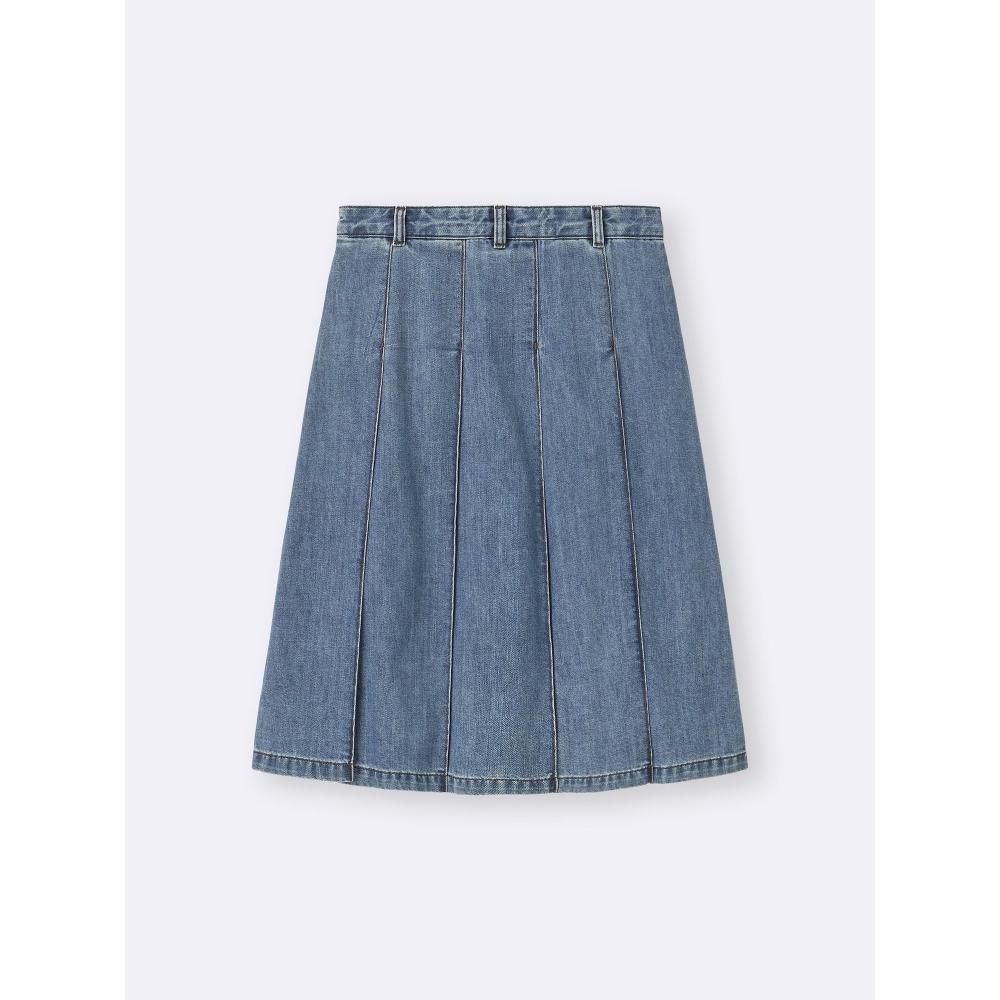 GU by Uniqlo Light Denim Pleated Skirt