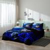 3Pcs Black Wolf And Blue Rose Print Duvet Cover Set Nature Art Printed Bedding Set, Used For Family Bedrooms Dormitories Hotels
