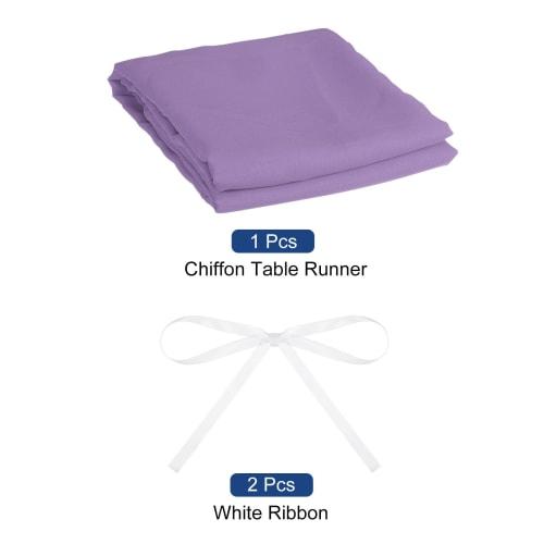 Uxcell Chiffon Table Runner, 3M, 72 X 305 Cm, Rustic Gauze Tablecloth, Sheer Wedding Table Runner for Weddings, Bridal Parties, Table Decorations, Pur