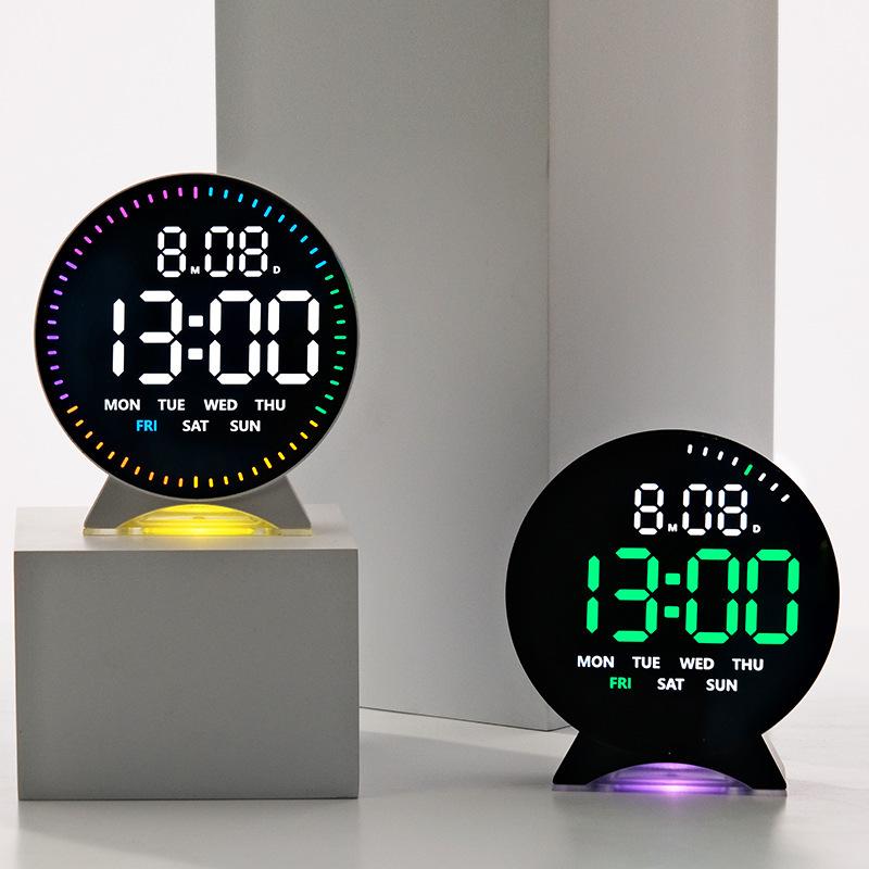 Personalized Jumping Seconds Display Electronic LED Alarm Clock Desktop Ambient Light Decor USB Table Clock with Auto Dimmming
