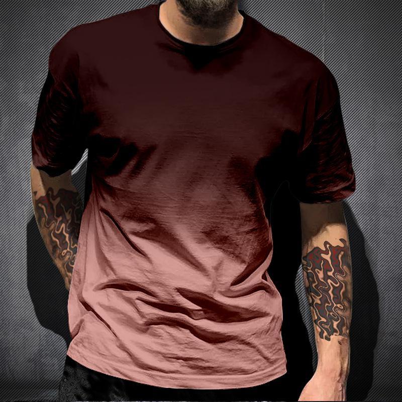 Simple Gradient T Shirts For Men Trend Summer Crew Neck Fashion 3D Printed Short Sleeve T-shirts Loose Casual Streetwear Tees