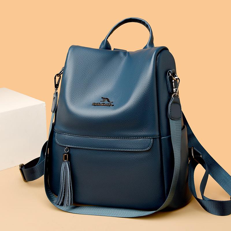 Waterproof Leather Backpack for Women Anti-theft Backpacks Shoulder Bags for Teenage Girls Large Capacity Travel School Bag