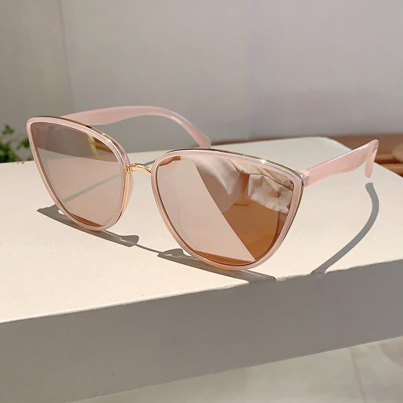 Luxusmarke Designer Vintage Sexy Damen Katzenaugen Sonnenbrille Damen Für Herren Sonnenbrillen Trendig Punk Beliebt Spiegel Rosa Tönungen