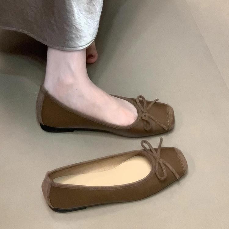 Spot version~ French bow flat-soled women's shoes single shoes women's shallow mouth ballet grandma shoes gentle Doudou single shoes