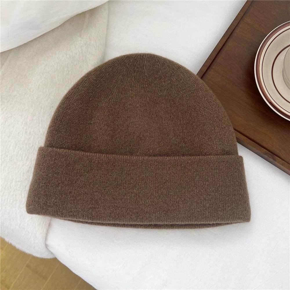 Woolen Knitted Cap for Women A Versatile and Face Enhancing Small Ear Protecting Woolen Cap for Autumn and Winter