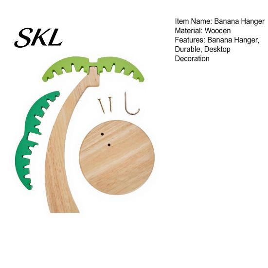 Ventilated Fruit Rack Wooden Banana Hanger, Coconut Tree Shape, with Metal Hook, Hanger Tropical Theme Stable Base Rack, for Kitchen Countertop