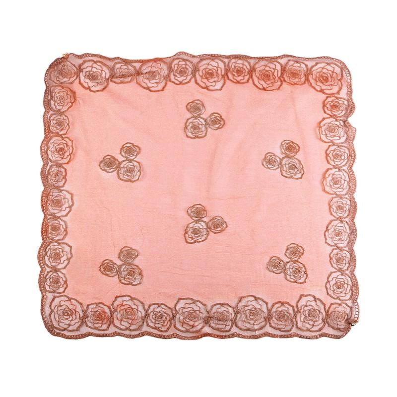 Elegant Rose Embroidered Square Scarf Women Lightweight Headwrap Breathable Neck Wrap