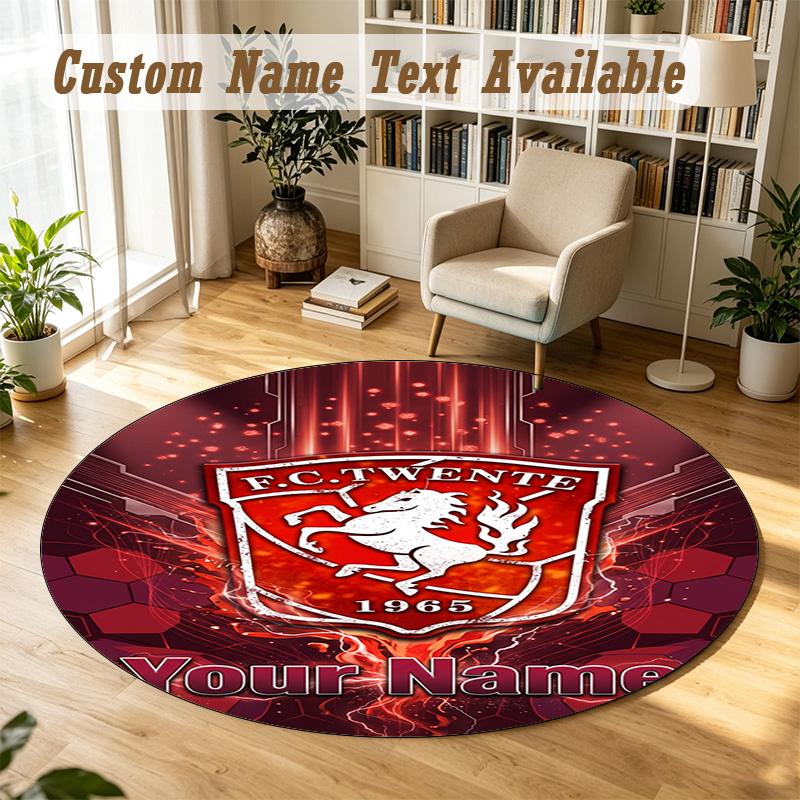 Rond Kleed Gepersonaliseerde NaamFC Twente Patroon Antislip Tapijt Huis Vloer Decoratie