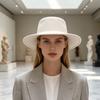 Sophisticated Lady Hat Flat Top Fedora Hat, Wool Blend Derby Cap, Retro Jazz Chic Vacation Travel Wide Brim Felt for Women, Events & Daily Wear Casual