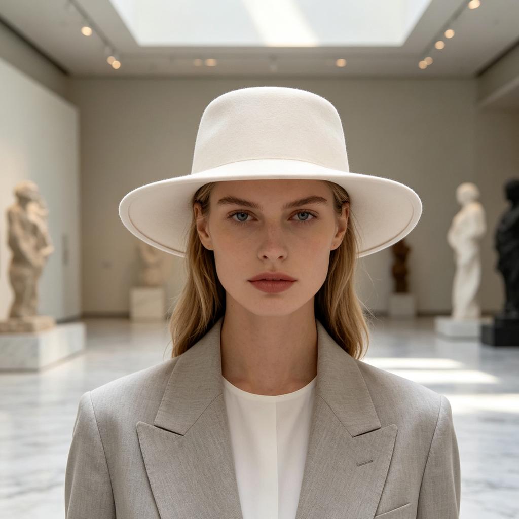 Sophisticated Lady Hat Flat Top Fedora Hat, Wool Blend Derby Cap, Retro Jazz Chic Vacation Travel Wide Brim Felt for Women, Events & Daily Wear Casual