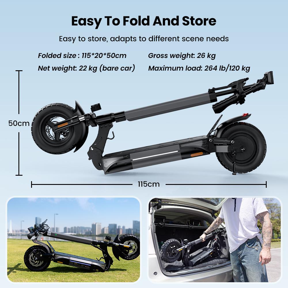 iScooter Electric Scooter 45km/h Max Speed 1000W Motor 14Ah 10 Inch Off Road Tire With Suspension Escooters