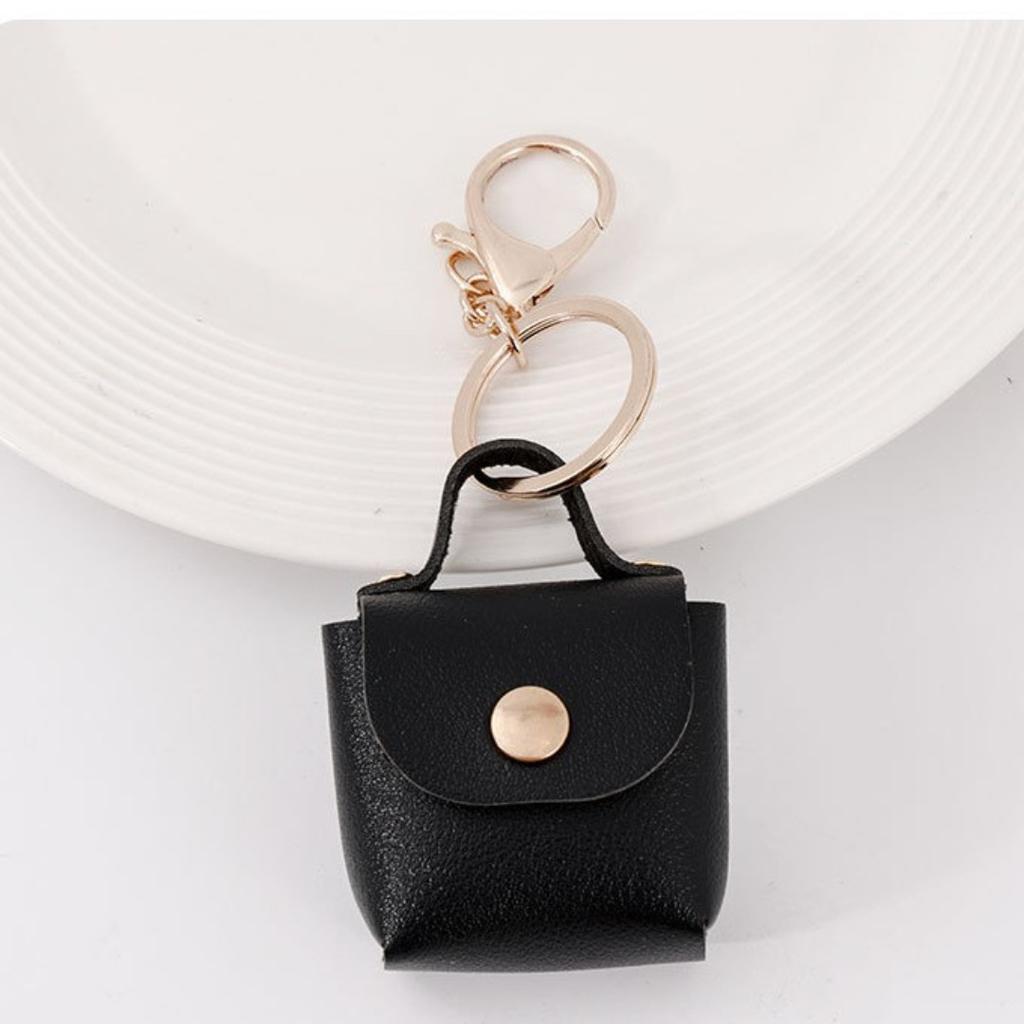 Amazon Change Bag Mini Small Storage Bag PU Leather Solid Color Square Bag Keychain Accessories Car Pendant