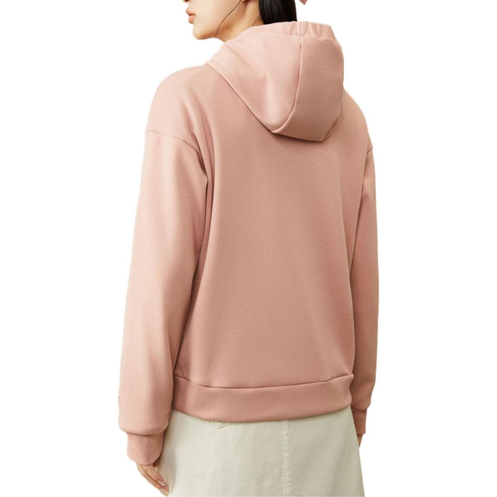 Anta Solid Color Brand Logo Drawstring Hooded Long Sleeve Sweatshirt Women sweatshirt Pink 162247718-3