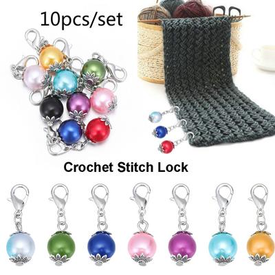 10 Stück Zink-Legierung Künstliche Perle Stricken Maschenmarkierer Schloss Nähen DIY Schmuck Zubehör