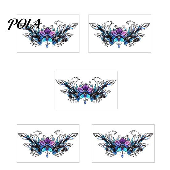5 Sheets Colorful Butterfly Flower Tattoo Stickers, Waterproof Temporary Body Art, Hypoallergenic Floral Chest Back Decals for Women Girls