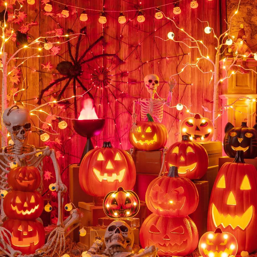Halloween Pumpkin Lantern Decorations & Photo Props Set
