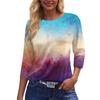 Women's Fashion Casual Round Neck 3/4 Sleeve Loose  Printed T,Shirt Ladies Top