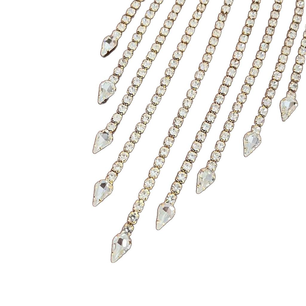 Wiatr Pełny Diament Ciężki Przemysł Łańcuch na Ciało Akcesoria Wybieg Kryształowy Przesadzony Naszyjnik Łańcuch na Piersi Zestaw Trend