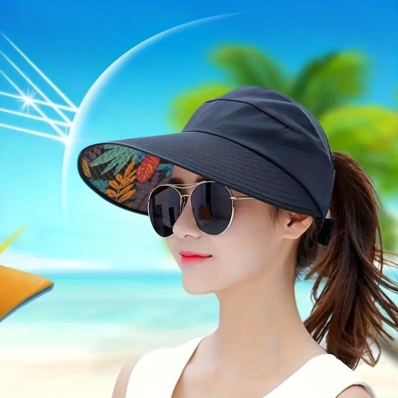 Women Wide Brim Sun Protection Visor Sun Hat Anti-UV Lightweight Breathable Foldable Beach Hat For Outdoor Sport Cycling Drive