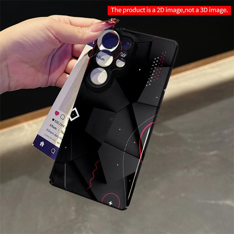 2DFlat Samsung phone case Geometric Black Red Abstract Phone Case Applicable to Galaxy S22 S23 S24 S25ULTRA S26 A12 A13 A14 A15 A16
