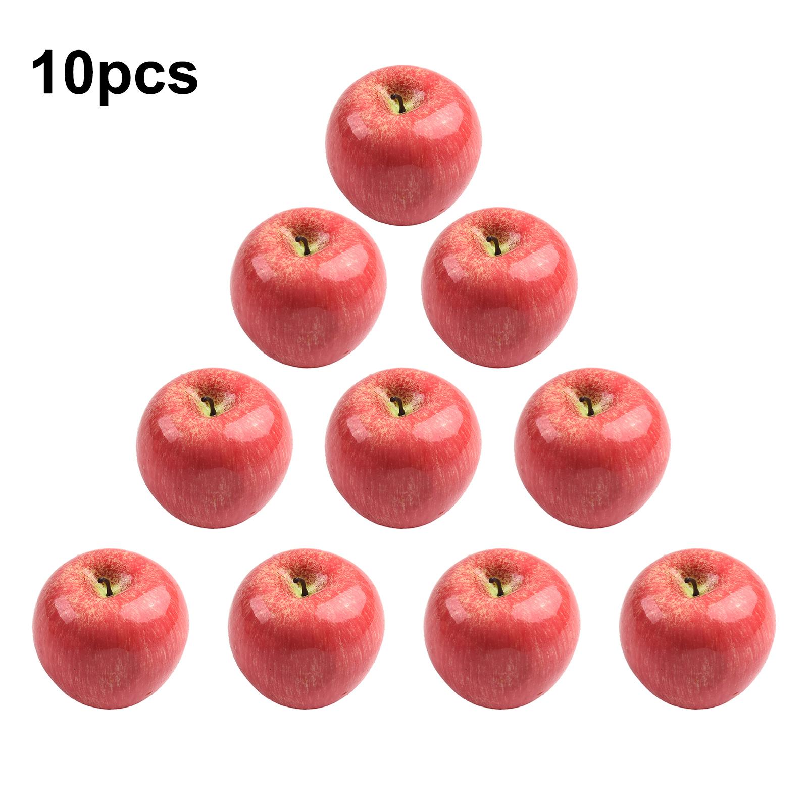 Realistic Large Fake Apples for Home Decor - Set of 10 Red and Green Fruits красный