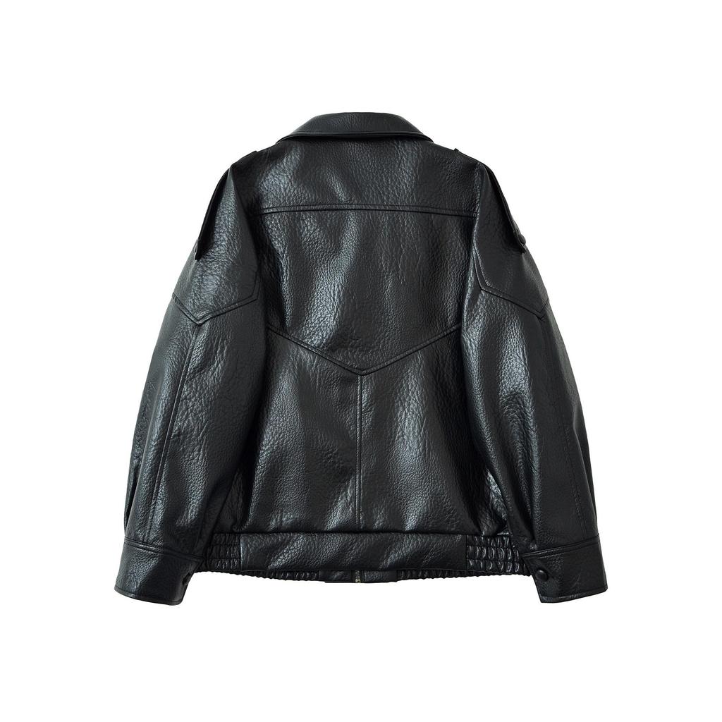 2026 Spring/Autumn Women's Retro Loose Leather Jacket In European & American Style