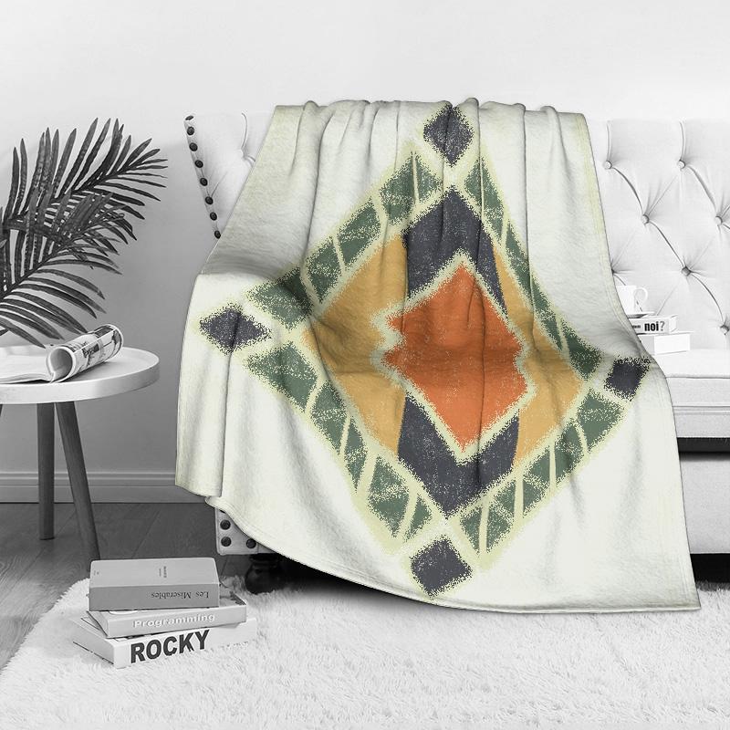 Vintage Ethnic Geometric Kilim Tribal Distressed Woven Throw Blanket Bedspread Sofa Cover