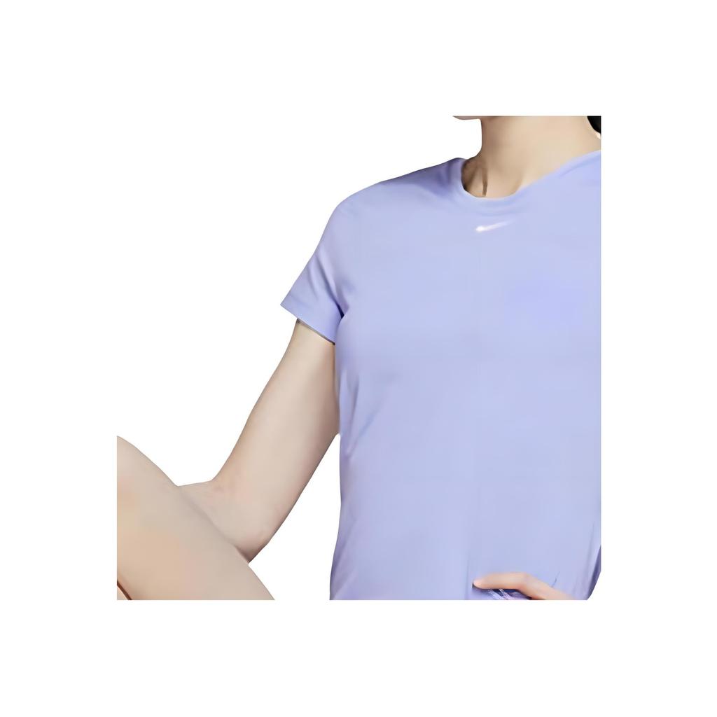 Nike One Quick-Dry Slim Fit Solid Color Casual Printed Sports Round Neck Short Sleeve T-Shirt Women Tops Purple DD0627-569