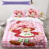 3pcs Princess Strawberry3 Design Cover Set - HD Printed Bedding with 1 Cover and 2 Pillowcases - Perfect for Home and Dorm Decor