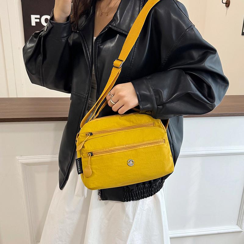 Nylon Small Crossbody Bag For Women With Zipper Closure And Inner Pouch For Daily Use