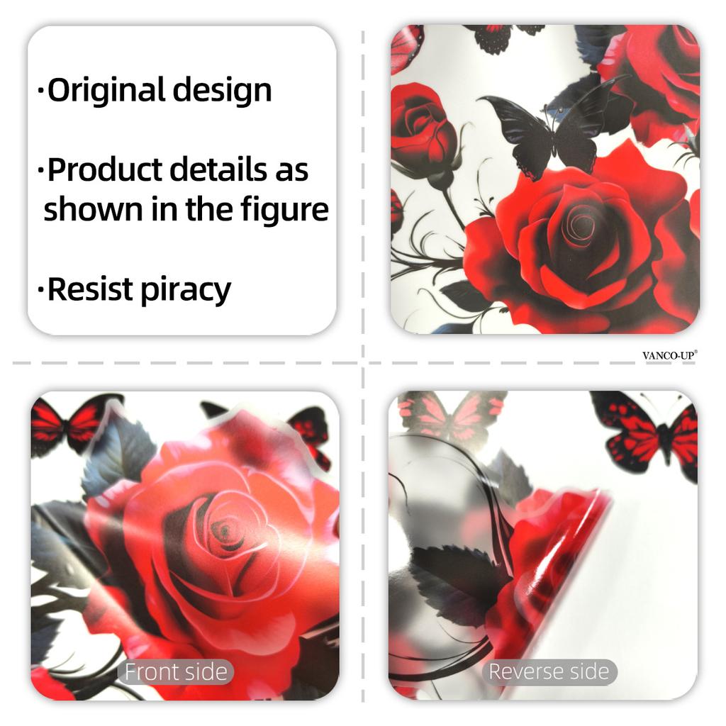 Valentine's Day Floral Wall Stickers, Rose Butterfly Decor, Living Room Bedroom Kids Room Holiday Background Wall Art