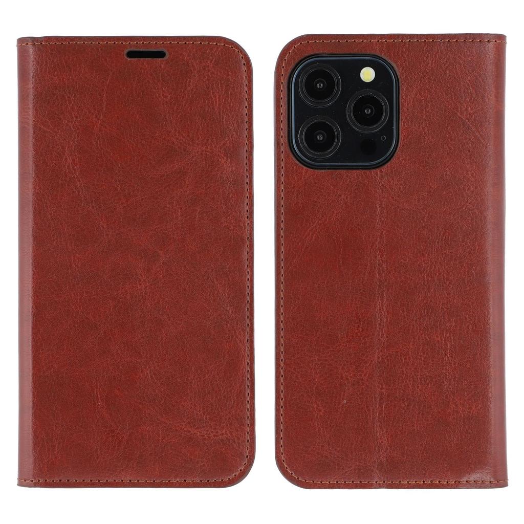 For iPhone 14 Pro Stand Cases Genuine Split Leather Wallet Phone Cover Magnetic Closure