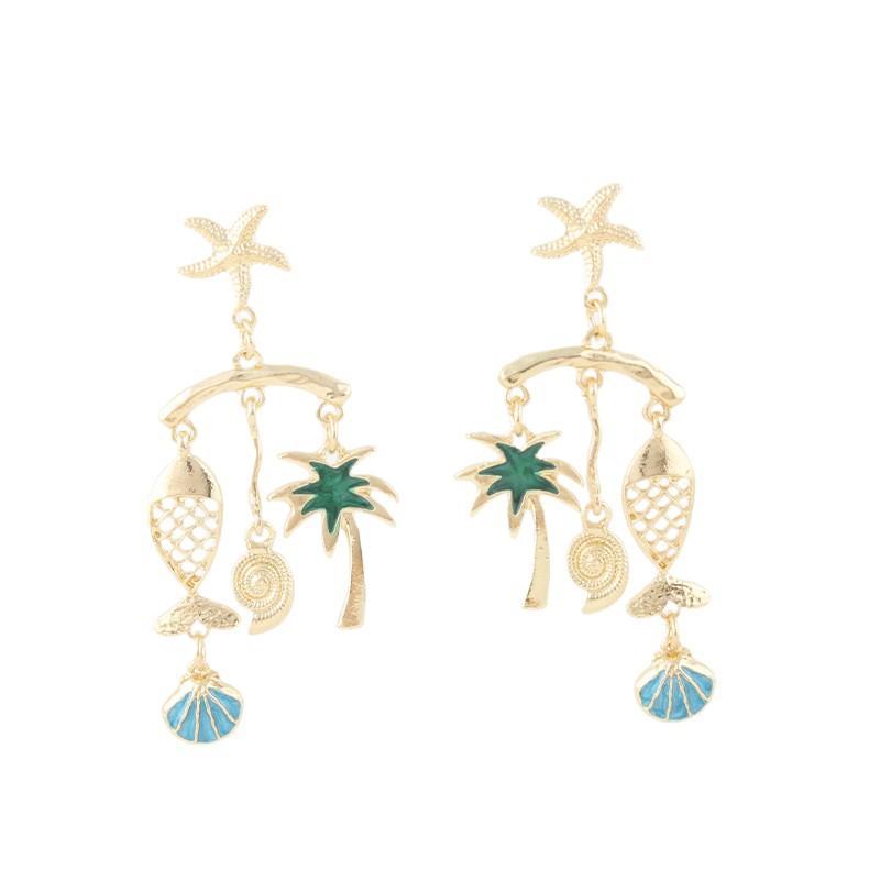 

Персонализированные серьги-подвески с морскими животными, серьги в приморском стиле, серьги для пляжной вечеринки, отпускной стиль золотой