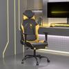 Vidaxl Gaming Armchair with Footrest, Black and Gold, Faux Leather