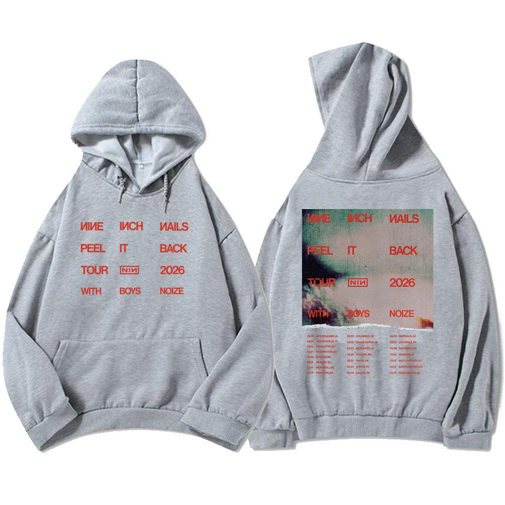 Nine Inch Nails Peel It Back 2026 Tour Hoodies NIN Rock Band Graphic Print Sweatshirts Long Sleeve Winter Hooded Pullovers