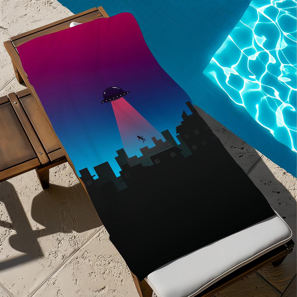 UFO Handtuch Strand Schnelltrocknend Weich Poolhandtücher Geschenk für Reise Fitnessstudio Dusche Camping Sport