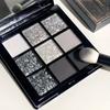 1PC Heavy Metal 9-Color Eyeshadow Palette - Dark Matte and Glitter Finishes - Black Punk Black, White and Grey Shades for Bold Eye Makeup