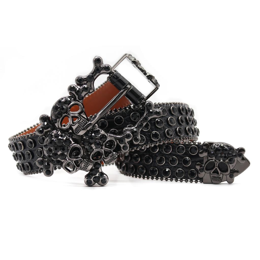 Cinto Hip-hop Preto Europeu e Americano Caveira Grande Personalidade Tendência Masculino Jeans Versátil Cinto de Alta Qualidade