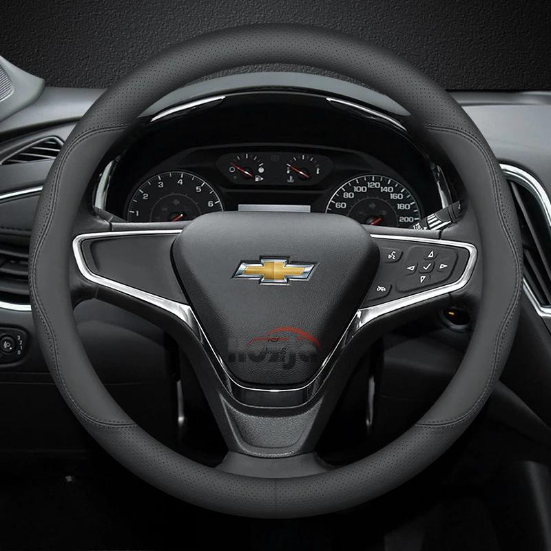 Leather Car Steering Wheel Cover for Chevrolet Chevy Malibu Spark Tracker Cruze Sonic Camaro Equinox Volt Seeker Accessories
