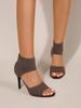 Women's Black Summer High-Heeled Sandals with Comfortable Woven Upper and Thin Heel