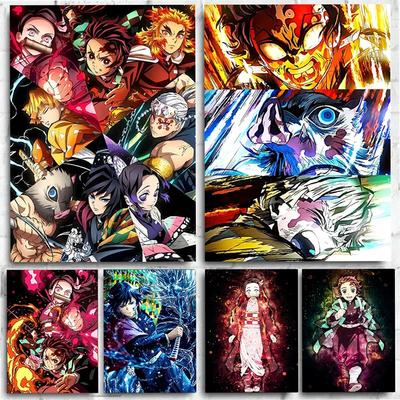 Japansk Anime Demon Dödare Målning Väggkonst 5DDIY Diamantmålning Poster Hemdekoration Modernt Vardagsrum Animebilder